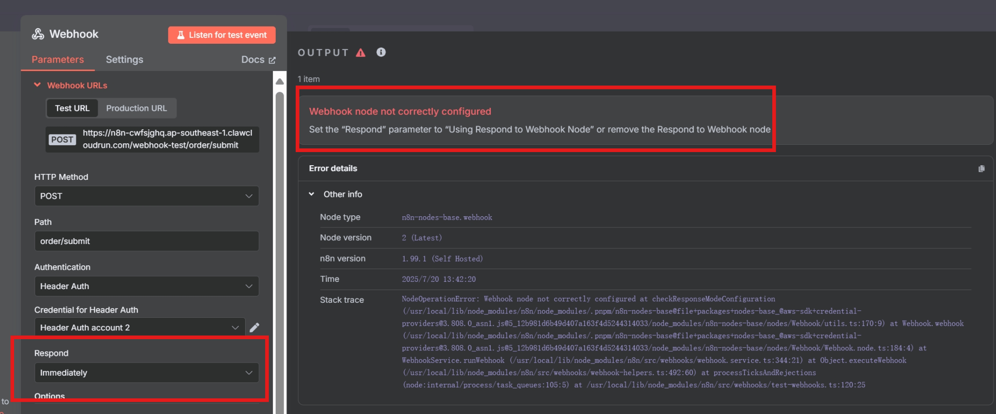 Workflow error from incorrect Respond setting