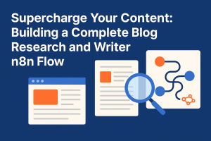 feature image of blog research and writer n8n workflow post.