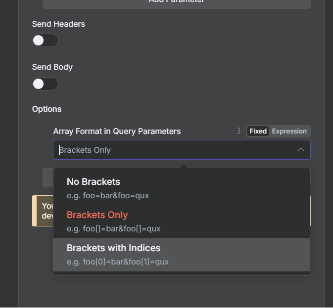 Different array format options in n8n