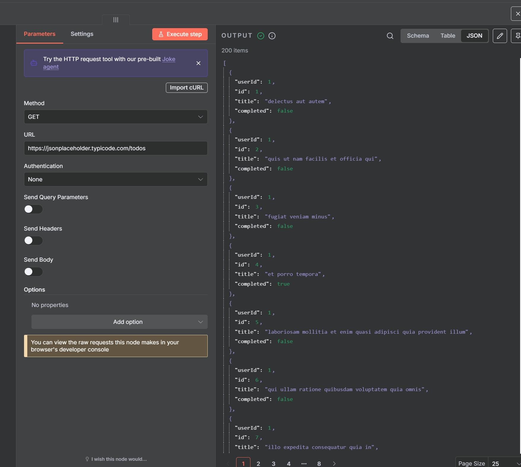 Output of the simple GET request