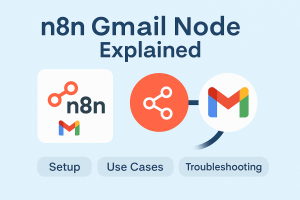 An illustration showing the n8n Gmail node logos connected by automation flows.